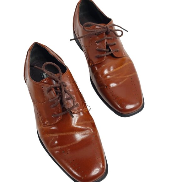 Stacy Adams Boys Tan Vegan Leather Oxford Loafers - Picture 9 of 11